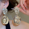 European American Style Iron Oval Hat Pendant Drop Earrings With Silver Pins view 3