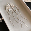 Asymmetric Butterfly Pearl Alloy Stud Earrings For Women Minimalist Floral Light Luxury Jewelry view 4