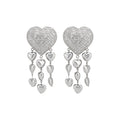 Alloy Rhinestone Heart Tassel Drop Earrings With Silver Pins European Minimalist Chic Style view 5