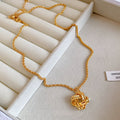 18K Gold Plated Copper Swirl Flower Knot Pendant Necklace, Old Money Geometric Clavicle Chain view 2