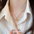 18K Gold Plated Copper Swirl Flower Knot Pendant Necklace, Old Money Geometric Clavicle Chain view 3