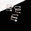 Geometric Round Hollow Zircon Faux Pearl Clip-on Earrings For Women No Piercing Minimalist Ear Cuff view 2