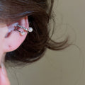 Geometric Round Hollow Zircon Faux Pearl Clip-on Earrings For Women No Piercing Minimalist Ear Cuff view 3
