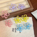 Colorful Enamel Hollow Flower Stud Earrings For Women Sweet Cute Vacation Fashion Alloy Earrings view 4