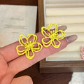 Colorful Enamel Hollow Flower Stud Earrings For Women Sweet Cute Vacation Fashion Alloy Earrings view 3