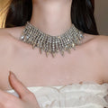 Old Money Copper Rhinestone Waterdrop Tassel Choker Necklace For Women view 3