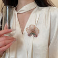 Vintage Crystal Beaded Copper Wire Embroidered Cloth Flower Brooch For Elegant Fashion Apparel view 3