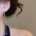 2026 New Copper Zircon Round Tassel Drop Earrings, Geometric Light Luxury Fashion Ear Hooks view 3