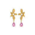 18K Gold Plated Copper Zircon Flower Waterdrop Stud Earrings For Women Light Luxury Elegant Jewelry view 5
