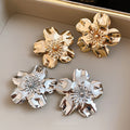 Glossy Iron Metal Flower Pendant Drop Earrings With Silver Pins For Women Fashion Jewelry view 4