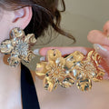 Glossy Iron Metal Flower Pendant Drop Earrings With Silver Pins For Women Fashion Jewelry view 1