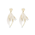 French Elegant Vintage Acrylic Rose Flower Tassel Alloy Inlaid Stud Drop Earrings view 5