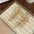 Luxury Rhinestone Stud Oversized Acrylic Flower Leaf Tassel Pendant Statement Drop Earrings view 3