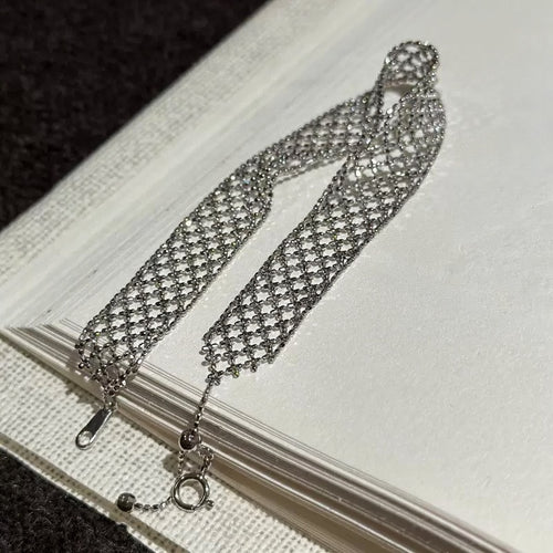 Copper Hollow Mesh Crisscross Wrap Bangle Geometric Diamond Light Luxury Statement Bracelet