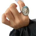 Ocean Style Faux Pearl Adjustable Ring For Women, Light Luxury Vacation Fashion Round Band view 5