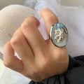 Ocean Style Faux Pearl Adjustable Ring For Women, Light Luxury Vacation Fashion Round Band view 2