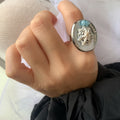 Ocean Style Faux Pearl Adjustable Ring For Women, Light Luxury Vacation Fashion Round Band view 3