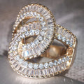 Luxury Copper Inlaid Emerald Cut Zircon Women Ring Fashion Evening Party Hand Jewelry view 2