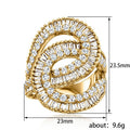 Luxury Copper Inlaid Emerald Cut Zircon Women Ring Fashion Evening Party Hand Jewelry view 4