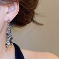 Vintage Copper Zircon Twisted Tassel Drop Earrings With Silver Tone Pins Court Style Jewelry view 3