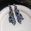 Vintage Copper Zircon Twisted Tassel Drop Earrings With Silver Tone Pins Court Style Jewelry view 2
