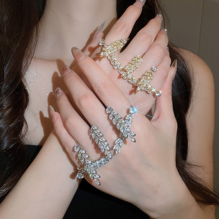 European Zircon Round Wheat Statement Ring For Women