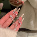 Copper Zircon Heart Teardrop Tassel Clip-on Earrings Sweet Light Luxury Style view 3