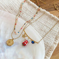 2026 Style Stainless Steel Enamel Flower Star Crystal Pendant Faux Pearl Choker Necklace For Women view 4