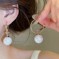 French Vintage C-Shaped Zircon Faux Pearl Stud Earrings For Women Elegant Geometric Silver Needle Jewelry view 2