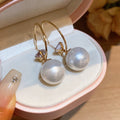 French Vintage C-Shaped Zircon Faux Pearl Stud Earrings For Women Elegant Geometric Silver Needle Jewelry view 3