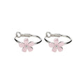 Korean Sweet Resin Flower Hoop Earrings With Silver Pins, Floral Round Fresh Elegant Style view 5