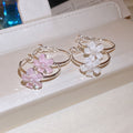 Korean Sweet Resin Flower Hoop Earrings With Silver Pins, Floral Round Fresh Elegant Style view 4