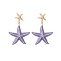 Iron Enamel Starfish Drop Earrings With Silver Pins, Summer Island Vacation Style view 5