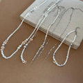 Sweet Cool Multilayer Faux Pearl Cross Sweater Necklace For Women Geometric Clavicle Chain view 4