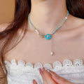 Fairy Style Freshwater Pearl Flower Pendant Necklace With Enamel Detail For Women view 1