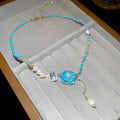 Fairy Style Freshwater Pearl Flower Pendant Necklace With Enamel Detail For Women view 4