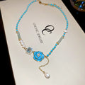 Fairy Style Freshwater Pearl Flower Pendant Necklace With Enamel Detail For Women view 2