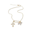 Light Luxury Copper Zircon Butterfly Cross Necklace For Women Minimalist Geometric Collarbone Chain view 5