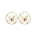 New Chinese Style Iron Butterfly Earrings With Rhinestone Round Hollow Design view 5