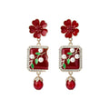 Vintage Alloy Silver Needle Enamel Flower Pearl Stud Earrings For Women Elegant Light Luxury view 5