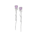 Korean Sweet Copper Heart Butterfly Zircon Stud Earrings With Silver Pins view 5