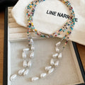 Bohemian Glass Crystal Beaded Pearl Teardrop Long Sweater Necklace For Women view 4