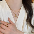 Vintage Copper Zircon Flower Jewelry Set With Open Ring Bracelet Necklace For Women view 4