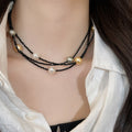 Old Money Style Round Crystal Pearl Beaded Multilayer Adjustable Collarbone Necklace view 1