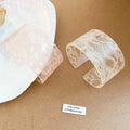 Sweet Girl Transparent Lace Print Acrylic Open Bangle For Women, Round Designer Fashion Bracelet view 2