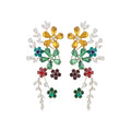 Luxury Copper Rhinestone Floral Hollow Stud Earrings With Silver Posts For Banquet Wear view 5