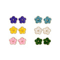 Dopamine Enamel Alloy Flower Starfish Round Stud Earrings Jewelry Set With Silver Pins view 5
