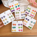 Dopamine Enamel Alloy Flower Starfish Round Stud Earrings Jewelry Set With Silver Pins view 1