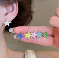 Dopamine Enamel Alloy Flower Starfish Round Stud Earrings Jewelry Set With Silver Pins view 4