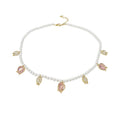 French Vintage Tulip Faux Pearl Beaded Necklace, Old Money Floral Collarbone Choker view 5